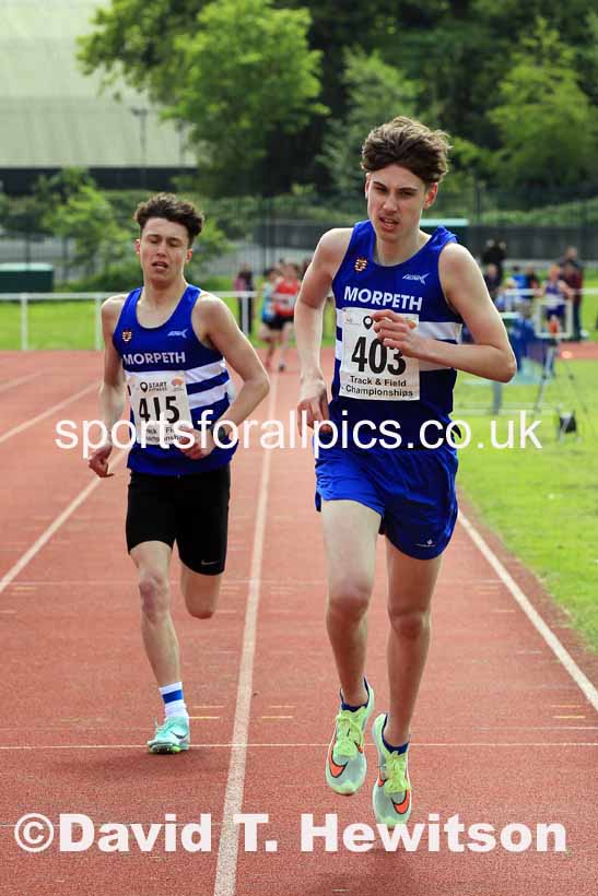 Mens Under-17s 1500 metres, 2023 North Eastern Track and Field Champs., Middlesbrough Sports Village, Middlesbrough. Photo: David T. Hewitson/Sports for All Pics
